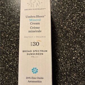 Drunk Elephant Umbra Sheer Mineral Cream SPF 30 - White and Blue